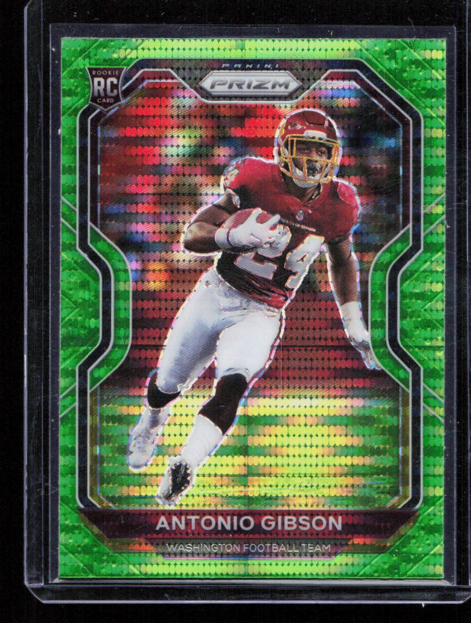 Antonio Gibson 2020 Panini Prizm #384 Neon Green Pulsar Prizm Rookie