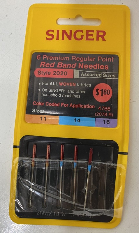 5 Premium Regular Point Red Band Singer Needles Size 11/ 14 Style 2020