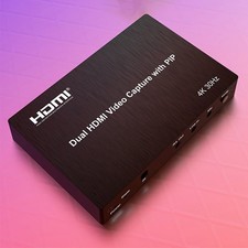 4K Dual HDMI Video Capture Card with PIP Mic Line in Record OBS Live Streaming