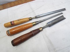3 Wood Carving Chisels Woodworking Tools Gouge Sorby Buck Stormont
