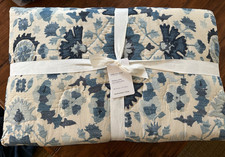 Pottery Barn Penelope Applique Handcrafted Quilt Blue King Cal King NEW w/tags