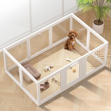 Clear Acrylic Dog Playpen Indoor, Puppy Cat Small Pet Play Pen, Pet Cat Playp...