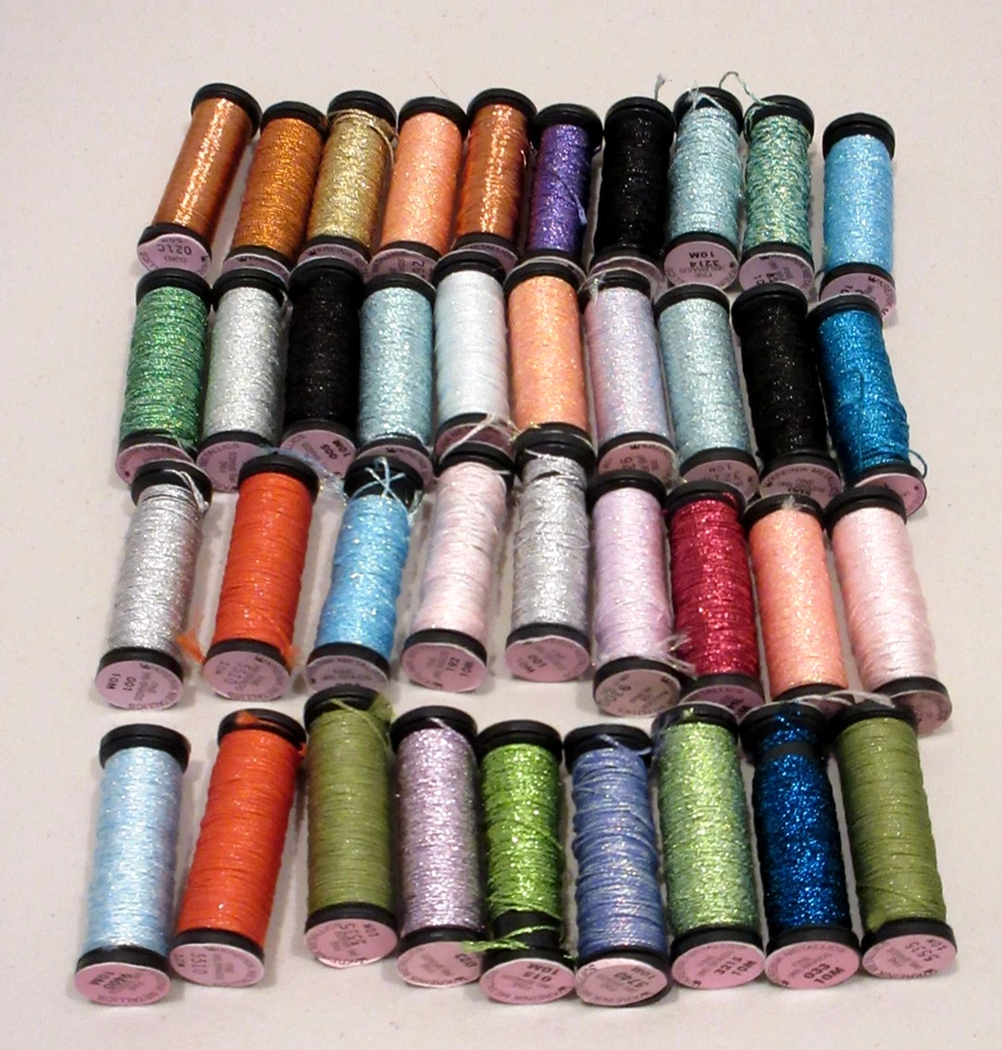 Lot of 86 Misc KREINIK Metallic Thread-#4,#8,#12,#16,Bldg Filament & 1/16 Ribbon - Image 2 of 4