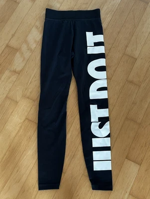 Nike Damen Leggings XS Schwarz/Weiß Just Do It Logo Stretch Elastikbund - Bild 1 von 4