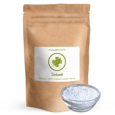 Dolomit Pulver 500 g - aus den Natriummineralien CaCO3 + MgCO3 - aus Deutschland