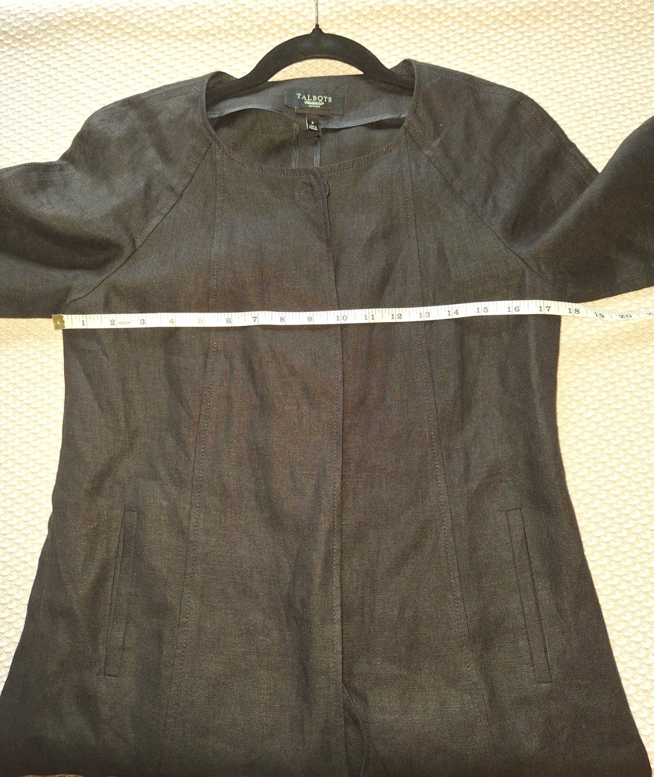 Talbots Jacket Size Petites Solid Black Irish Lin… - image 7
