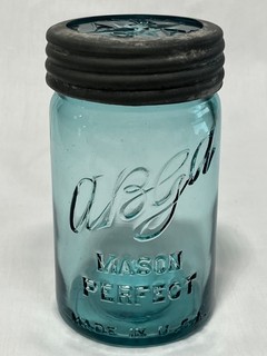 Uncommon Size Ball Made Blue ABGA MASON PERFECT MADE IN USA Pint Fruit Jar