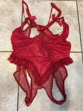 Vintage Intimate Attitudes Sz 5/6 Red Lace Open Bust Crotch Underwire Teddy