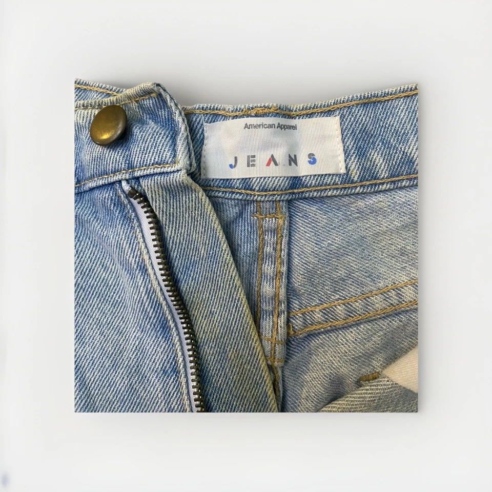 Pantalón Corto American Apparel Vintage Cintura Alta Talla S 26 27 28 Lavado Claro Usado en Excelente Condición Foto 3 de 4