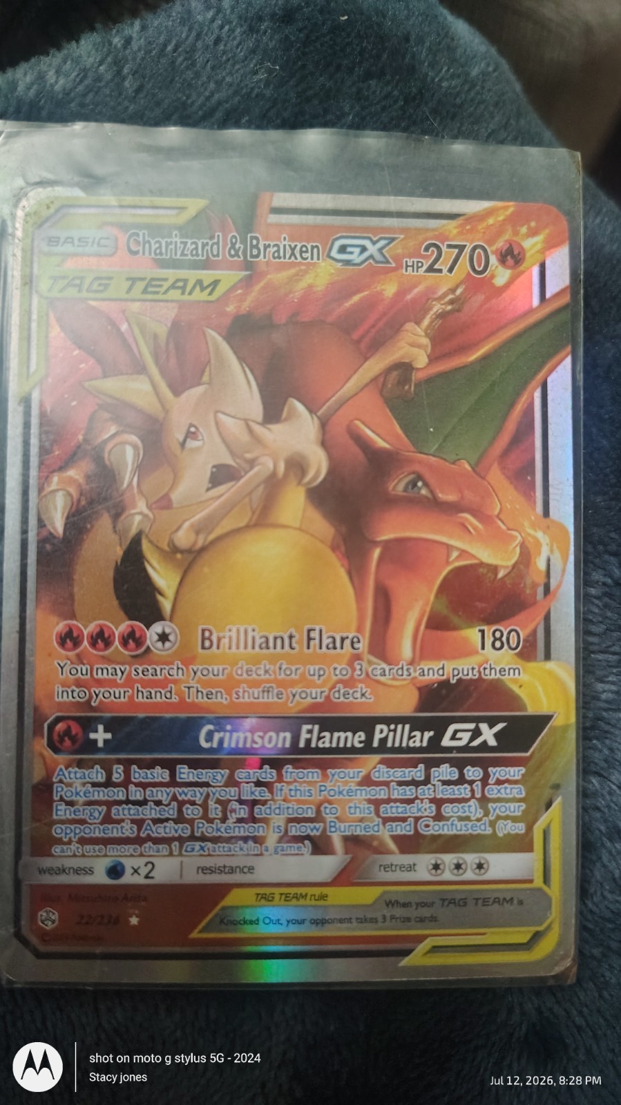 Charizard & Braixen GX 22/236 Sm-Cosmic Eclipse Holo