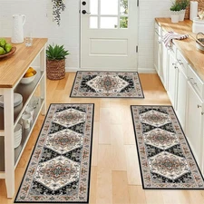Kitchen Mat Sets of 3 Washable Kitchen Floor Rugs 3 Pieces Soft Entrance Runn...