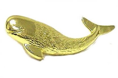 2-3/4'' Oceanic Whale Knob Polished Brass