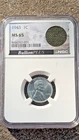 1943 1c Lincoln Steel Wheat Cent NGC MS65 WWII M6 Bazooka Rocket Bag Fragment