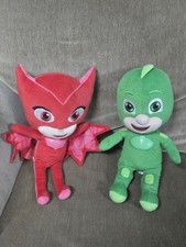 Just Play Pj Masks Talking Light Up Owlette Gecko Plush 15" Green Red Disney Jr.