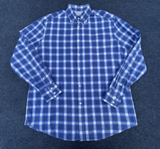 BRUNELLO CUCINELLI Blue Plaid Check Button Down 100 Cotton Shirt Flaw