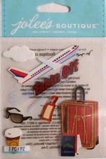 TAKING OFF! 1 PACK  BY JOLEE'S BOUTIQUE. PLANE,SUITCASE,COFFEE,PASSPORT