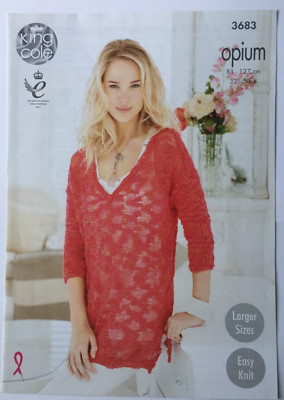 Damen Pullover mit V-Ausschnitt & U-Boot-Ausschnitt, Strickmuster, King Cole 3683, Easy Knit
