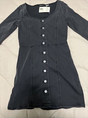Levis Black Button Down XS Slim Fit Denim Long Sleeve Dress Retails For $98