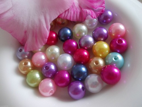 50 / 100 Acryl Perlen Wachsperlen Bunt 10mm 12mm 14mm Schmuck Engel Basteln DIY - Bild 3 von 12