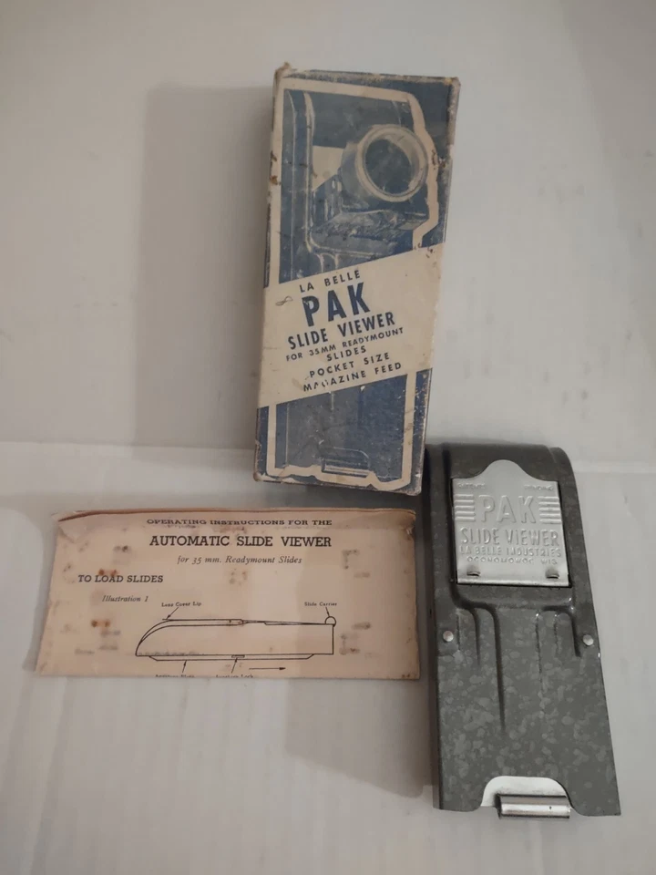 Proyector de diapositivas de bolsillo vintage La Belle PAK, hecho en EE. UU., metal Foto 2 de 4