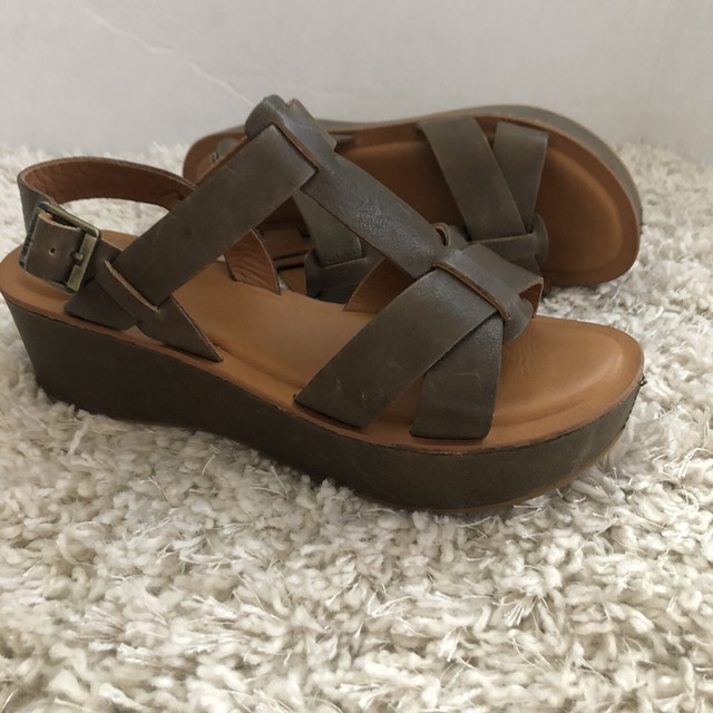 Womenâs korks kork -Ease leather Green platform shoes 9 | eBay