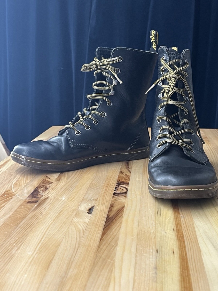 Dr Martens Air Wair TEHANI Black Leather Boots US Combat Lightweight