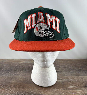 BROKEN SNAP Miami Hurricanes Pro-Line Snapback Baseball Hat Arch Green Vintage