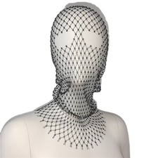 Glitter Rhinestone Face Mask Masquerade Net Mesh Crystal Head Cover Headwear