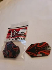 Dart World Pentathlon Red / Black SLIM Dart Flights 1 set of 3 NEW OLD STOCK