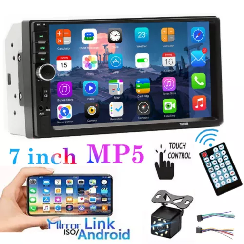 7in Tactil Estereo De Pantalla Radio Para Carro Con Camara 2 Din Bluetooth MP5