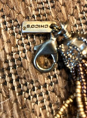Chicos MIxed Bronze Tone Metal Stones Textured Carved Chain  display picture 1