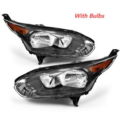 #ad #ad For 2014 2018 Ford Transit Connect Black Headlights W Bulbs Headlamps Pair $302.00