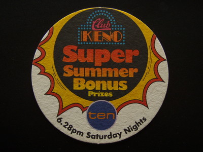 CLUB KENO SUPER SUMMER BONUS PRIZES CHANEL 10 6.28PM SATURDAY NIGHTS COASTER