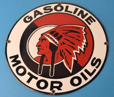 Vintage Red Hat Gasoline Porcelain Sign - Gas Motor Oil Pump Service Sign Vintage Red Hat Gasoline Porcelain Sign - Gas Motor Oil Pump Service Sign