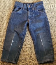 Vtg 1970s Levis 5t Kids Toddler Blue Jeans Distressed Patched Knees