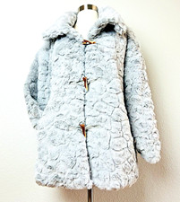 Teddy Jacket Womens Coat Light Gray Faux Fur Soft Cozy Satin Lined Size L/XL