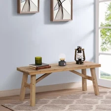 Sawmill Long Wood Bench 43" Farmhouse Entryway Bench For Living Dining Room Rust