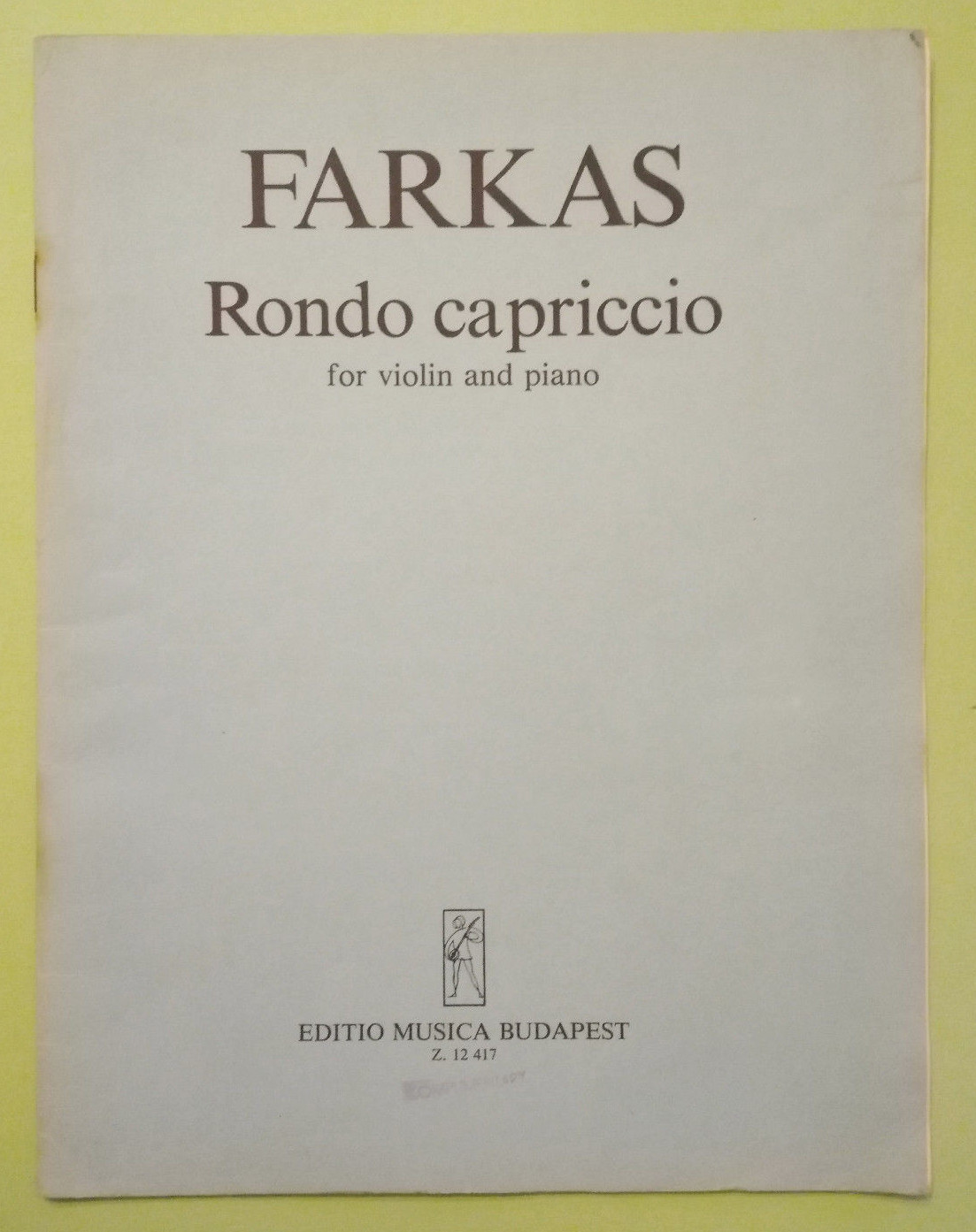 Spartito Music Sheet Farkas RONDO CAPRICCIO for violin piano ungheria(S1)