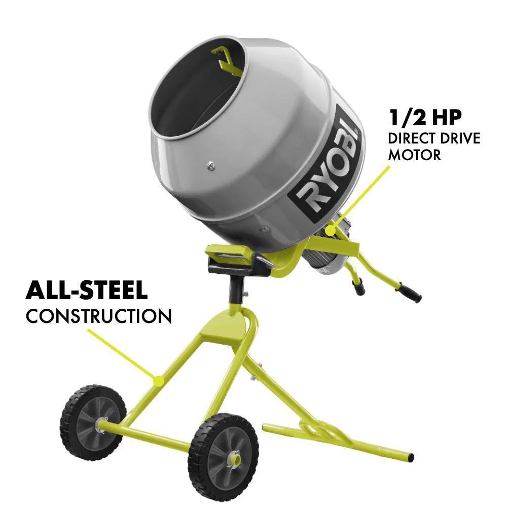 Portable Concrete Mixer Cement Electric Ryobi Direct Drive Motor