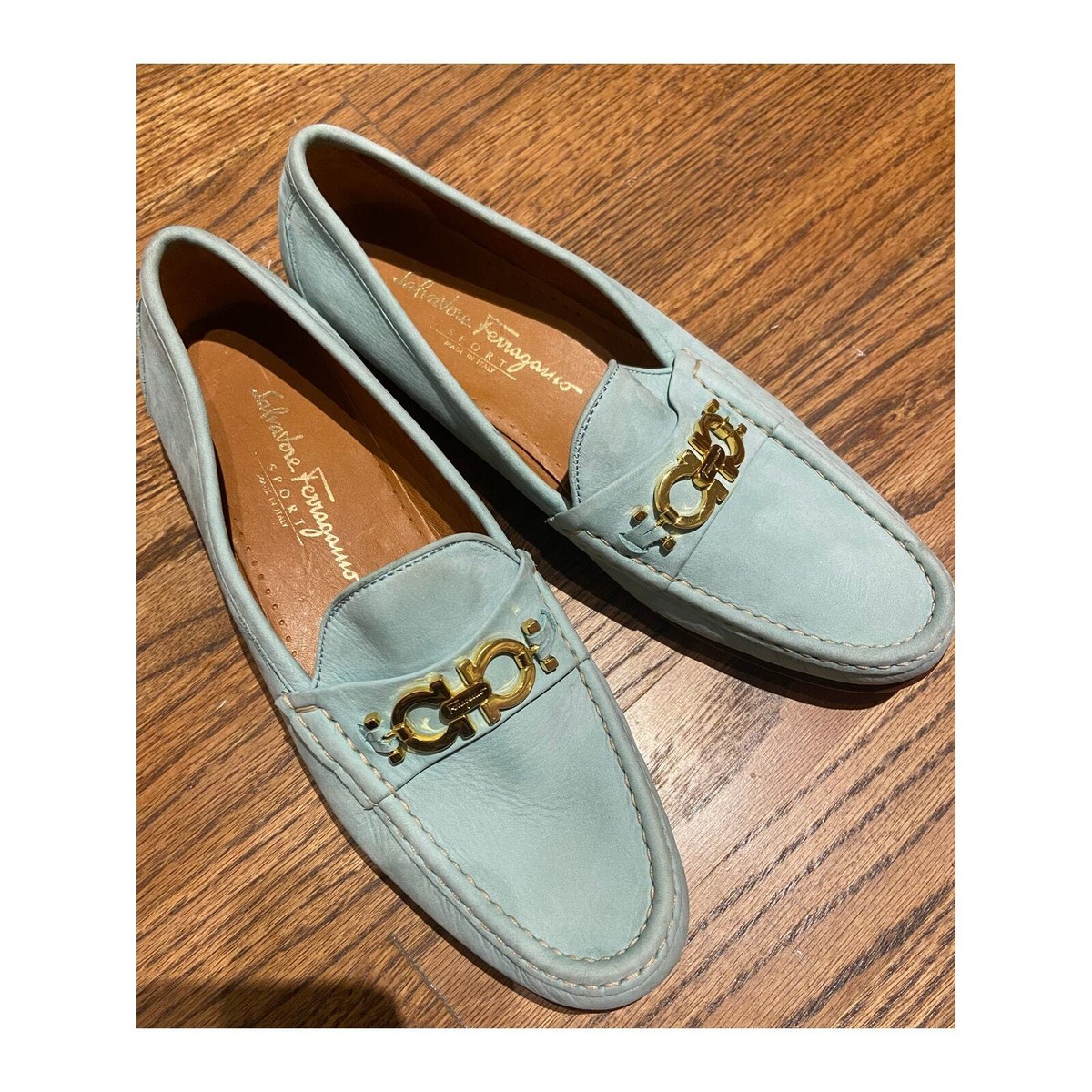 SALVATORE FERRAGAMO Guncini Moccasin Horse Beat Size 8 Blue Suede Driving Shoe Ferragamo // Navy Suede Gancini Loafer – VSP Consignment main image 4
