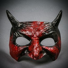 Bloody Red Devil Black Horn Demon Animal Women Halloween Mystical Party Eye Mask