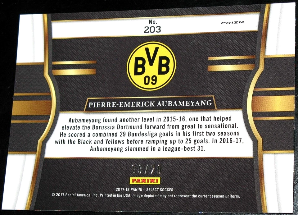 2017-18 Panini Select Pierre-Emerick Aubameyang Camo Prizm # 08/20 Field Level - Image 2 of 3