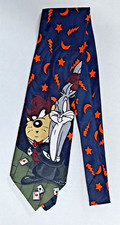 1995 Looney Tunes Mania Bugs Bunny Taz magic 100 polyester necktie 58 inch VTG