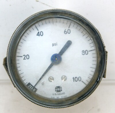 #ad USG U.S. Pressure Gauge 0 100 PSI Dial No. 37326 #8986 $18.99