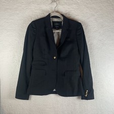 J.Crew Schoolboy Blazer Jacket Women's 2T Black Wool Stretch Notch Lapel 7668