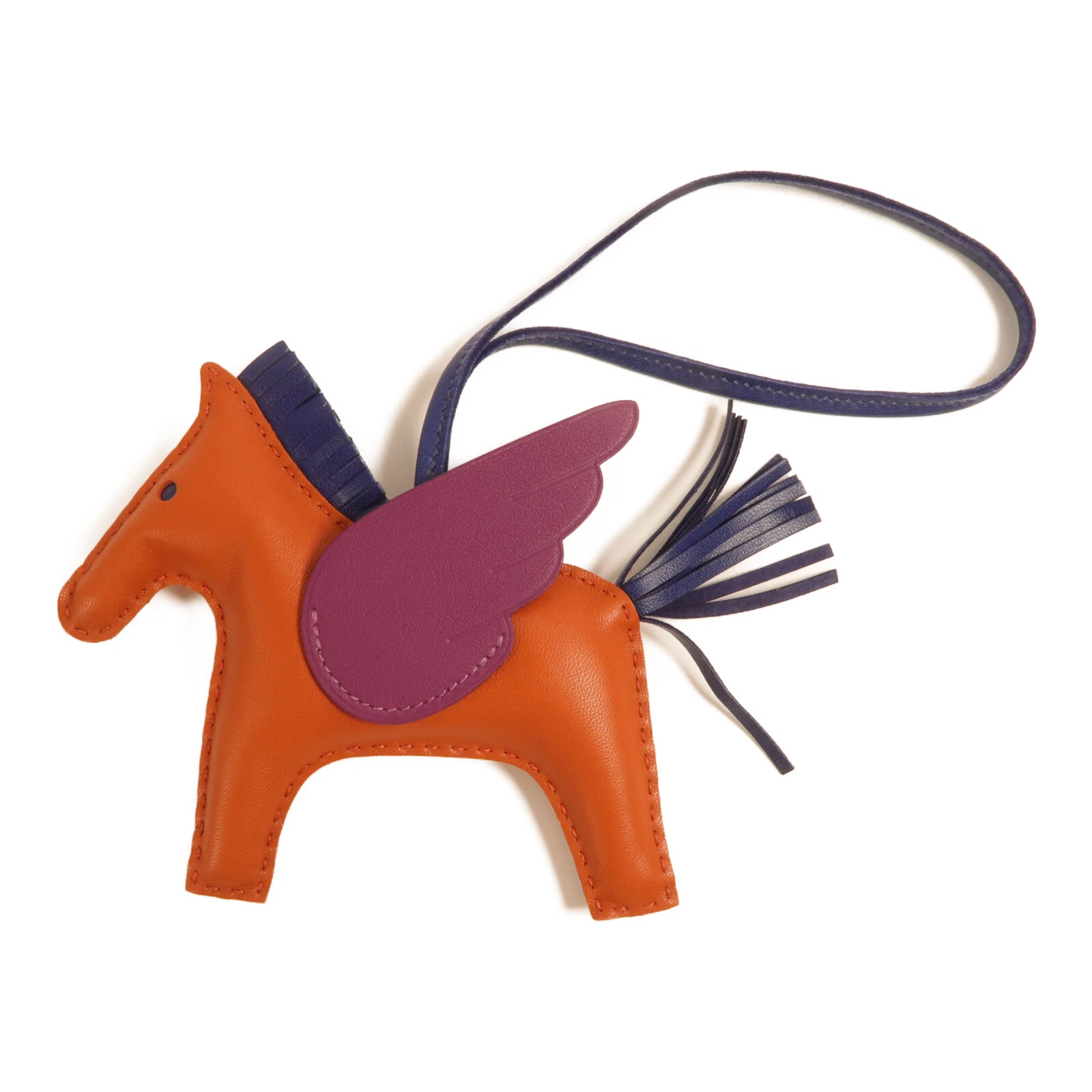 HERMÈS HERMES Rodeo Pegase MM Charm Milo Pelle Veloce Pelle Marrone Viola