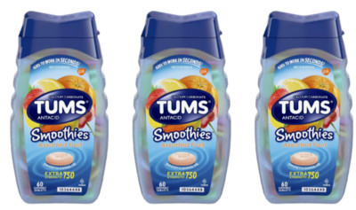 3 Pack Tums Extra Strength Heartburn Relief Smoothies Tablets 60 Ct Ea Exp 07/25
