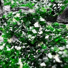1910 CT Tiny Crystals Cluster Green Uvarovite Garnet Specimen From Afghanistan