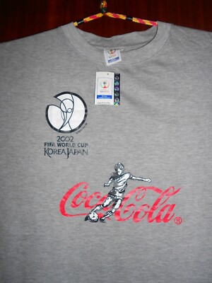 COCA-COLA T-Shirt grau Gr. L, FIFA WORLD CUP 2002 KOREA JAPAN, NEU, 100%BW,