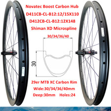 29er MTB XC Carbon Mountain Bike Wheelset Clincher Center Lock 30/34/36/40mm 24H